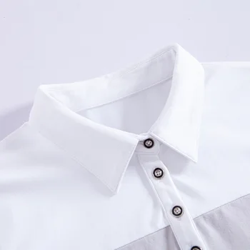 

2020 spring and summer new long-sleeved T-shirt female stitching simple lapel temperament ol comfortable wear bottoming shirt