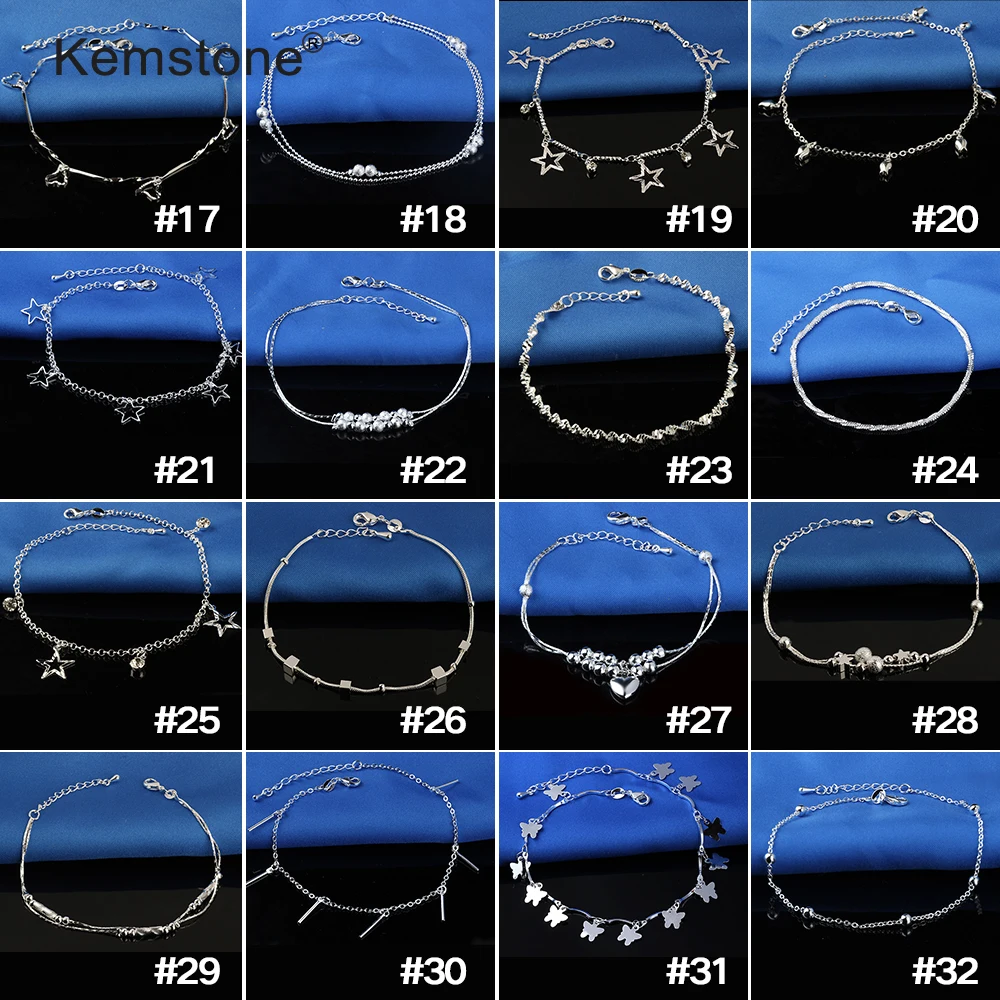 Order note style Kemstone многослойный серебряный звездный колокол Бусы Ретро-браслет на ногу ювелирные изделия подарок для девушек женщин - Окраска металла: Order note style