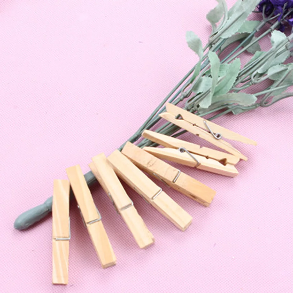 100Pcs Mini 25mm Natural Wooden Clips Photo Clips Clothespin DIY Wedding Party Craft Decoration Clips Pegs