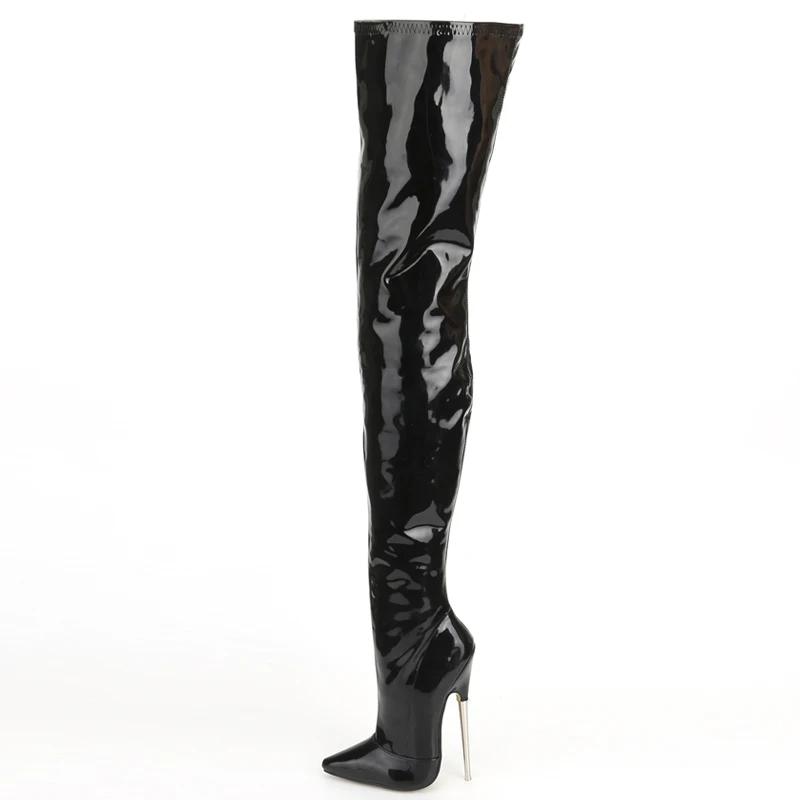 Boots Crotch Stiletto Heels Patent Leather Stretch Thigh High Plus Size For Women Winter women high heel boots