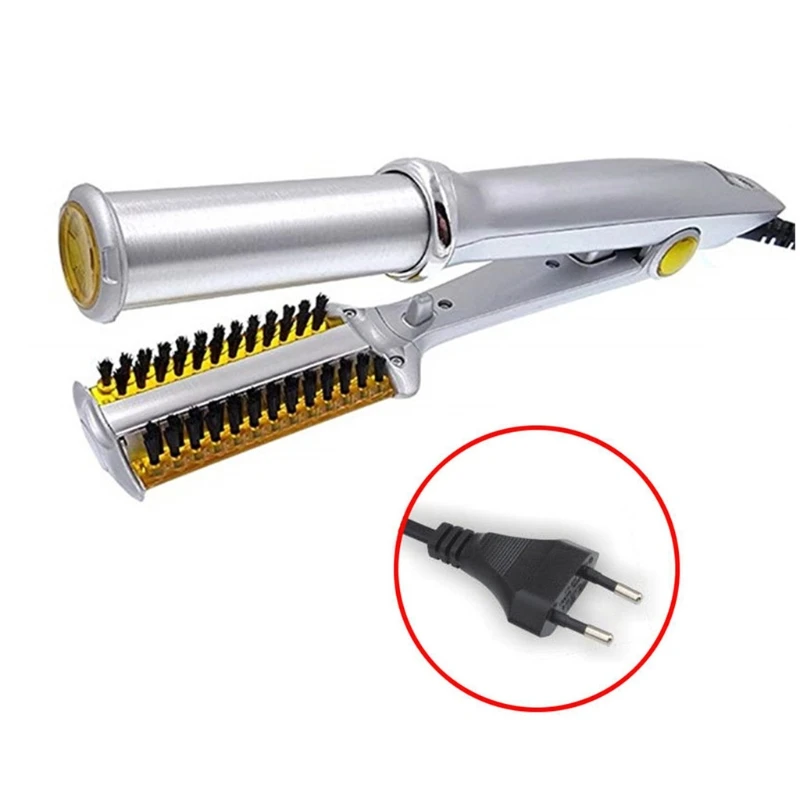 Professional Hair Straightening Iron Curling Iron 2 In 1 Multi Hair Styling Tool Flat With Brush hair styler