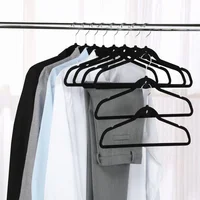 10/20Pcs Foldable Black Velvet Clothes Rack, Non-Slip Flocking Hanger, Balcony Home Accessories, Wardrobe Organizer, Wardrobe 2