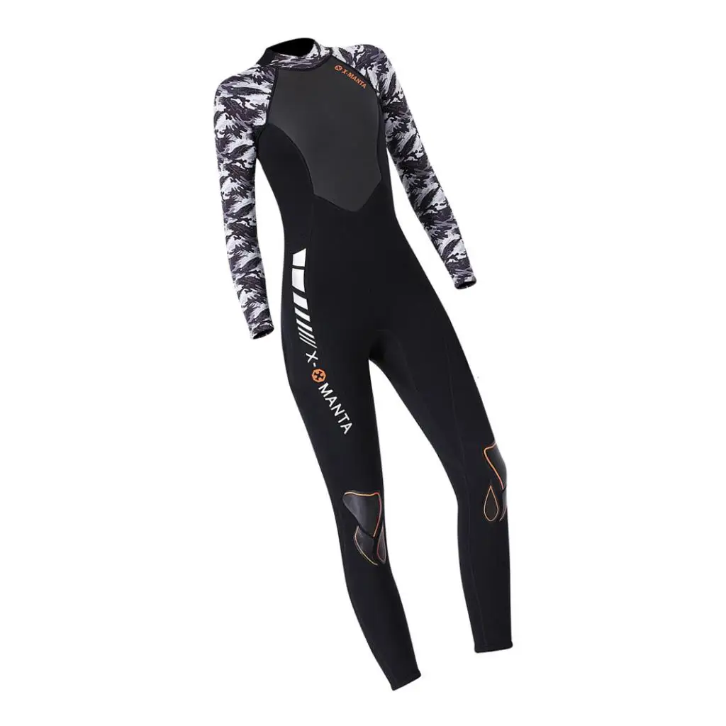Womens Full Wetsuits Wear-resistant 3mm Neoprene Long Sleeve Back Zip Wetsuit Diving Suit for Diving Snorkling Swimming 