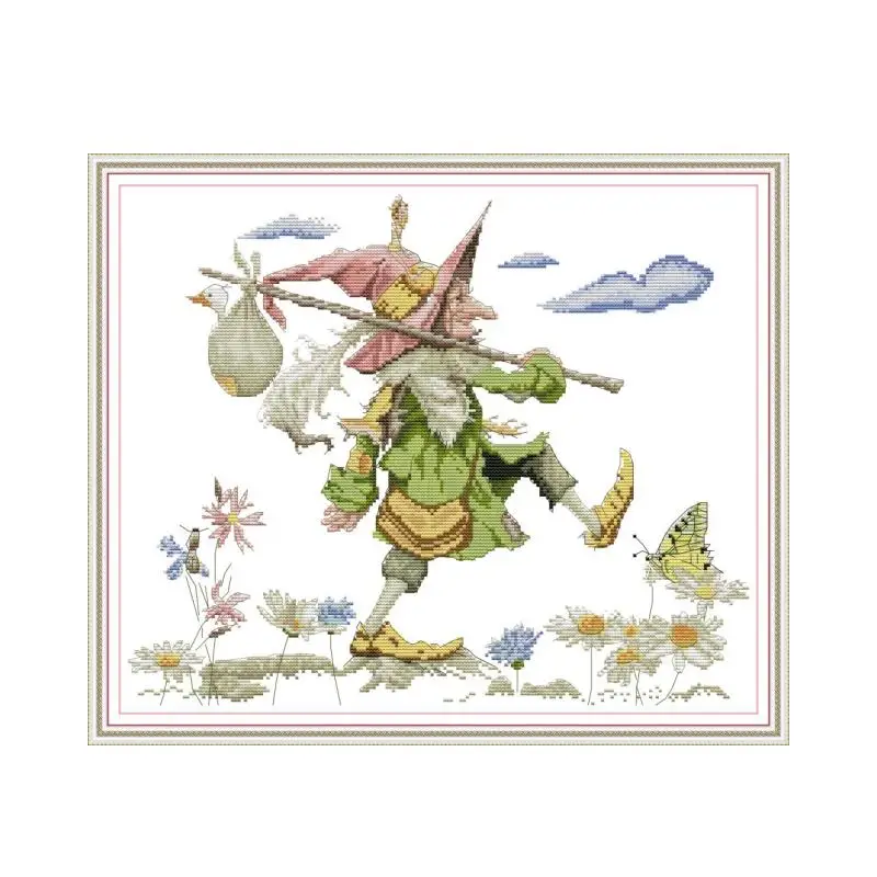 

Joy Sunday Counted Cross Stitch Kits Aida 14ct Fabric for Embroidery Printed Canvas DMC Cotton Thread DIY Crafts for Needlework