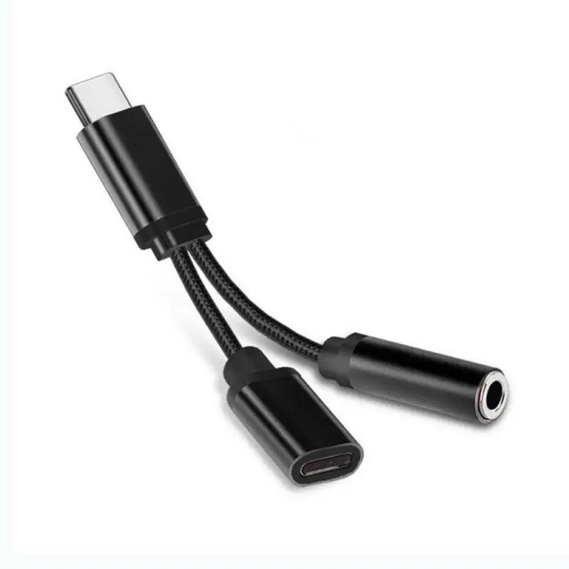 2 In 1 USB C To 3.5mm Headphone Jack Adapter Type C Charge Audio Aux Adaptor for Samsung S20 Ultra Note 20 10 Plus S21 Ipad Pro