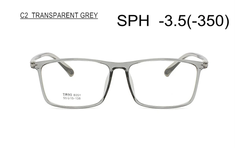 C2 (-3.5) SWOKENCE SPH-0,5 TO-6 TR90 оправа Очки для близорукости для женщин и мужчин бренд Расширенный большой размер очки по рецепту близорукие F118 - Цвет оправы: C2 (-3.5)