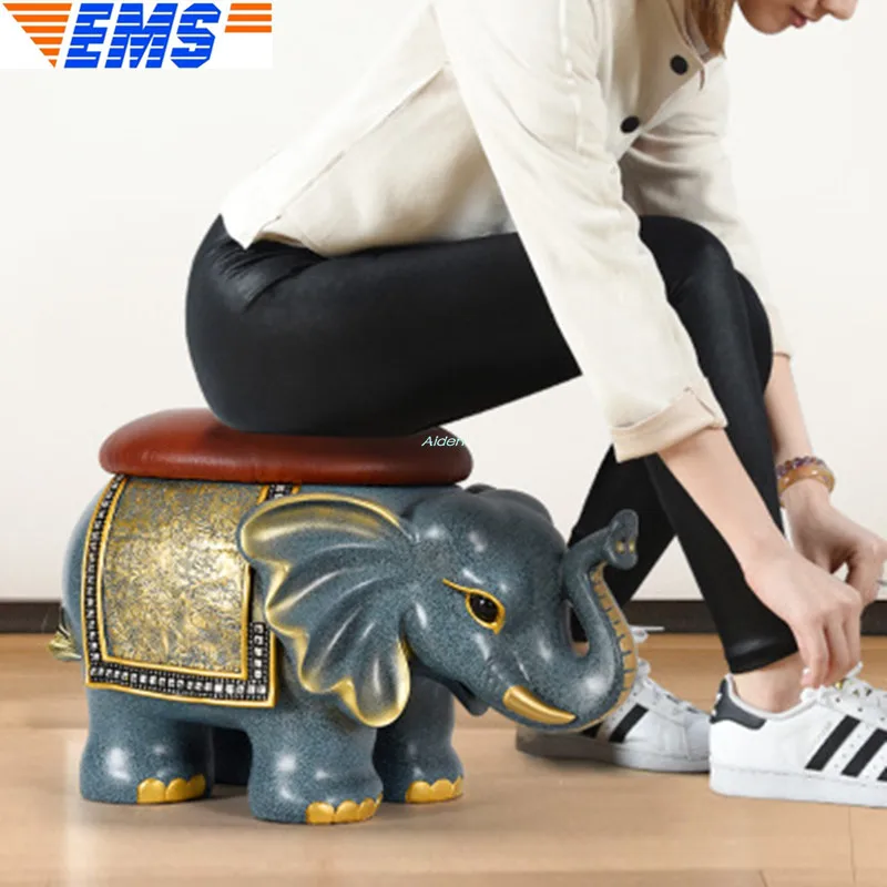 

12" Animal Simulation Elephantidae Change Shoe Bench Multifunctional Storage Stool Storage Stool Home Decorations Resin Z2489