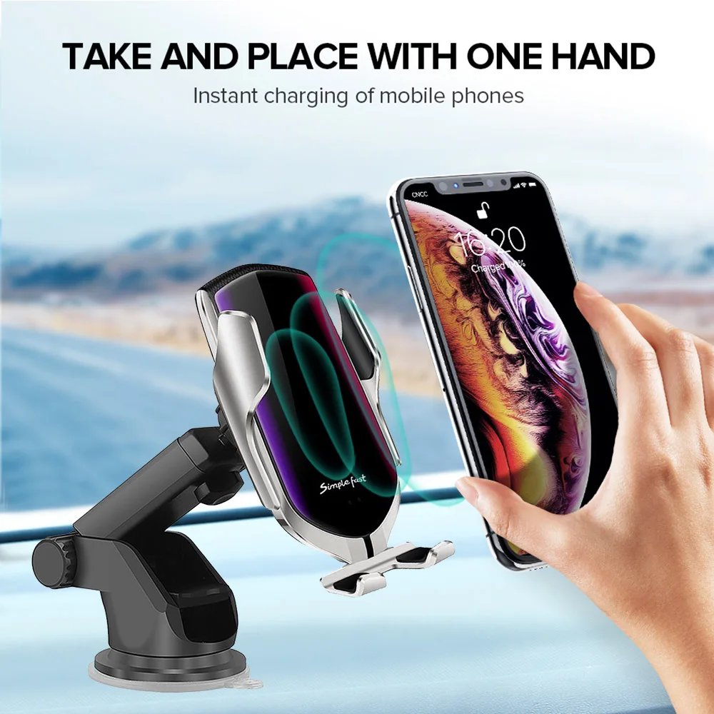  Car Phone Holder Automatic Clamping 10W Qi Wireless Charger for iPhone 11 Pro XS XR X 8 Fast Chargi