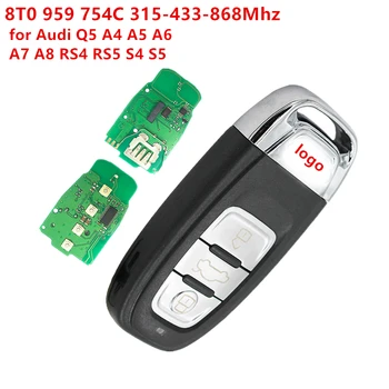 

3 Buttons Car Semi Keyless Go Remote Key 315MHz/433MHZ/868MHZ for Audi Q5 A4 A5 Semi Intelligent Smart Remote Key 8T0 959 754 C