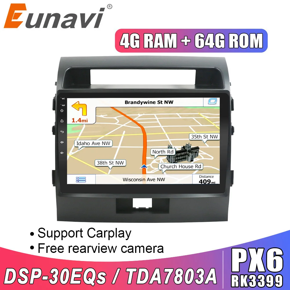 Eunavi 2 din Android 10 автомобильный Радио Стерео GPS для Toyota Land Cruiser LC200 200 2007 2015 двойной 2din