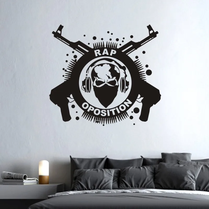 Music Rap Rock Wall Sticker Decor Kids Room Home Decoration Posters Vinyl Music Rock AK47 Skull Car Decal
