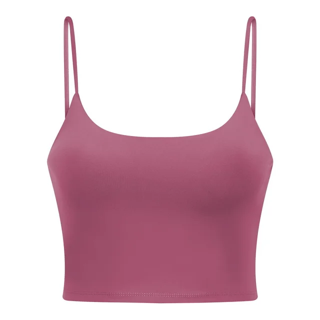 Solid Color Lulu Sport Tank Top Women Fitness Bra Yoga Vest No Rims With Chest Pad Butter Soft Beauty Back Half Sling Gym Clothe Ruby