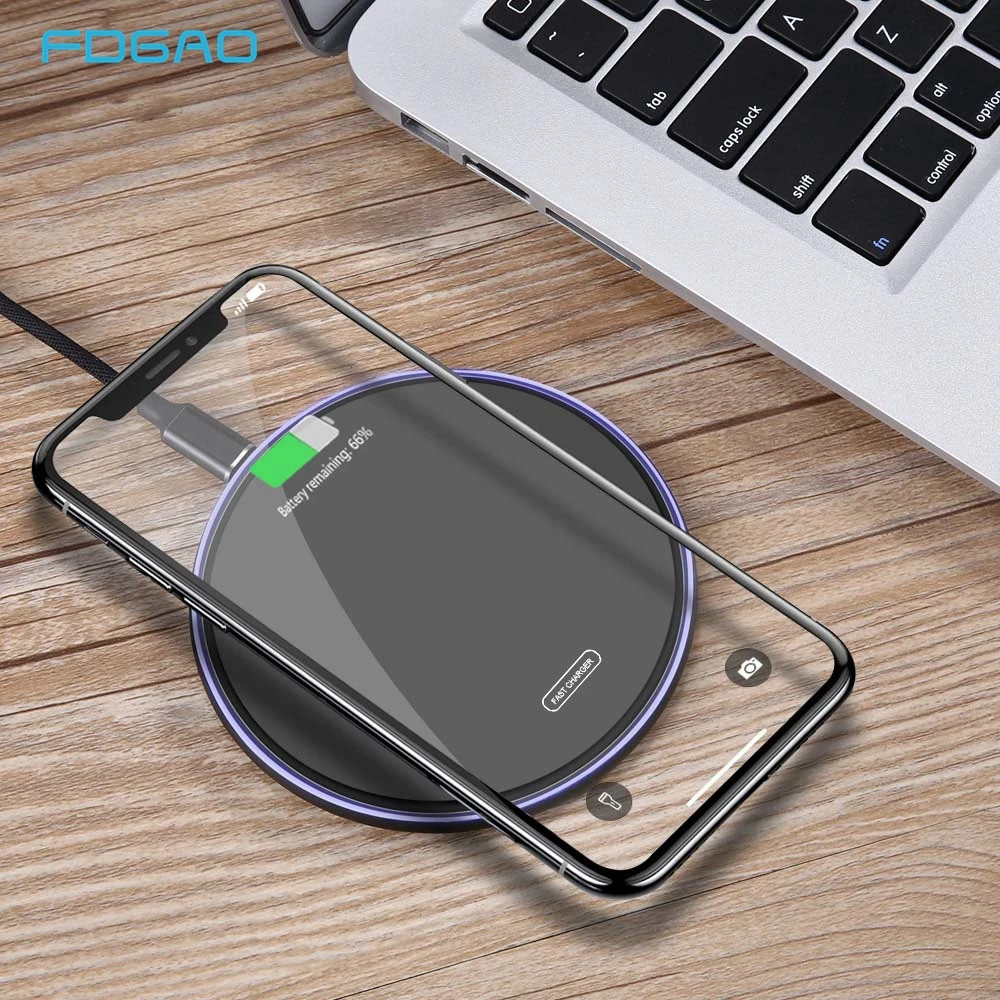 

FDGAO 10W Qi Wireless Charging pad for Samsung S9 S10+ Note 9 10 Xiaomi 9 Wireless Fast Charger For iPhone 11 X XS Max XR 8 Plus