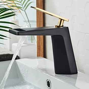 

All copper lift-up black cold water mixing valve faucet lift-up household hotel wash basin faucet