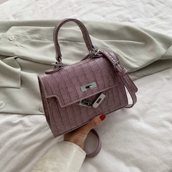 

FANTASY Newest Taro Purple Stone Crocodile Pattern PU Leather Handbags For Women Good Quality Luxury Messenger Shoulder Bag Lady