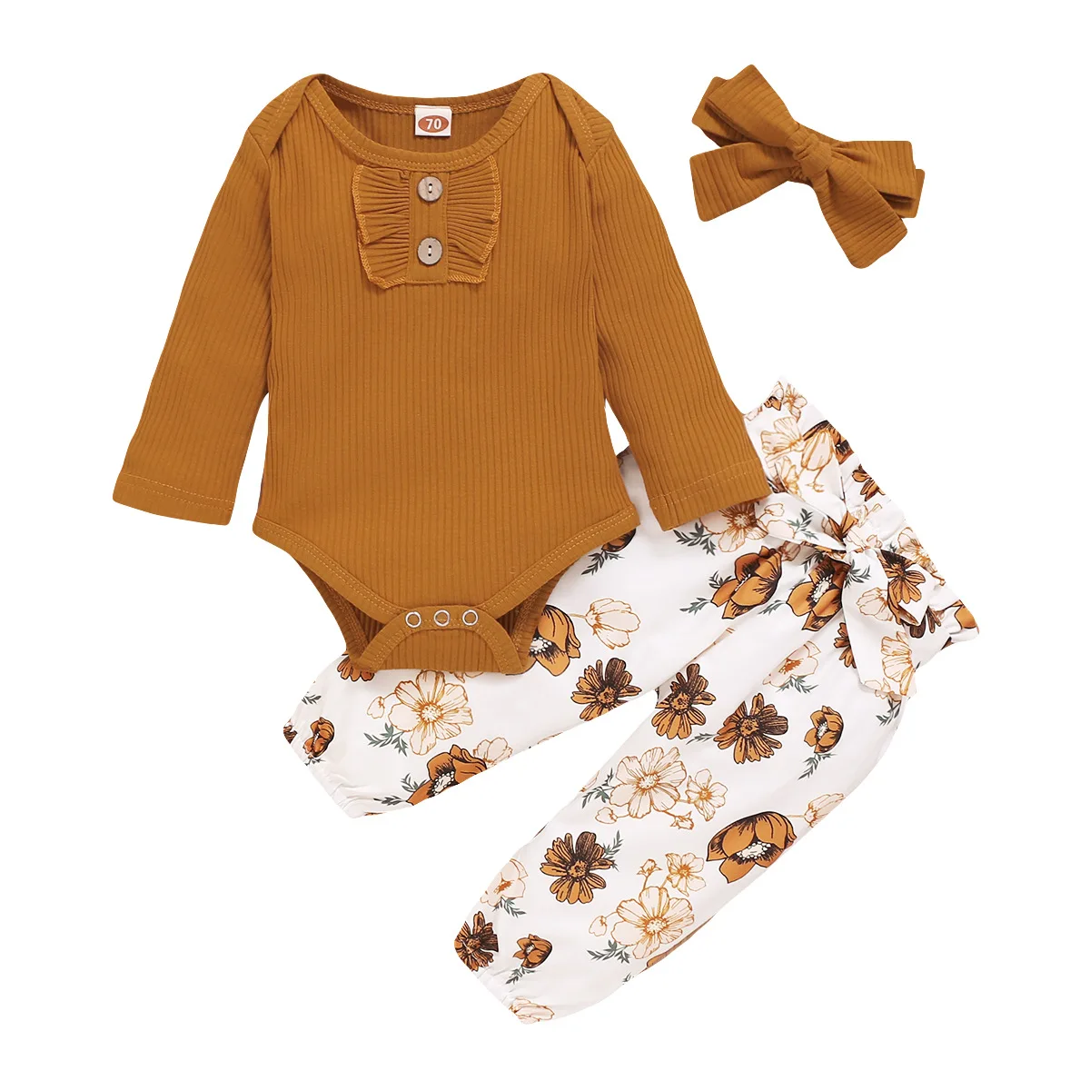 Newborn Baby Girl Clothes Set Fashion Autumn Long Sleeve Solid Color
