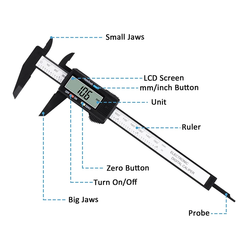6 дюймов 0-150 мм измерительные инструменты электронный цифровой штангенциркуль из нержавеющей стали большой экран Деревообработка измерительные приборы
