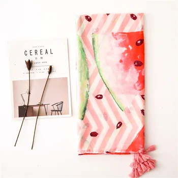 

2020 fashion luxury design scarf women autumn spring Spain style long cute fruit plant print hijab scarf Shawl Pashmina