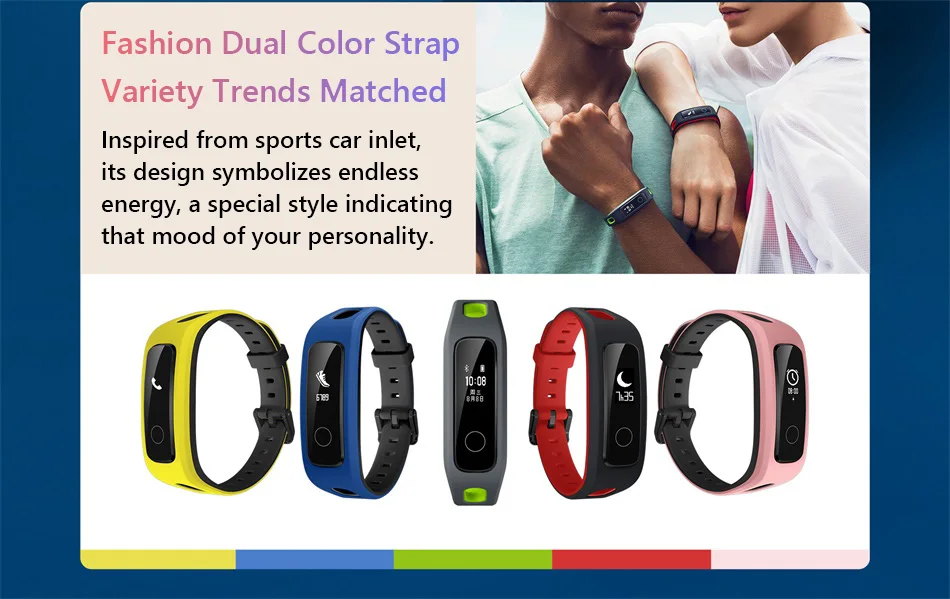 Умный Браслет huawei Honor Band 4 для бега Amoled, цветной сенсорный экран 0,95 дюйма, для плавания, для обнаружения пульса и сна