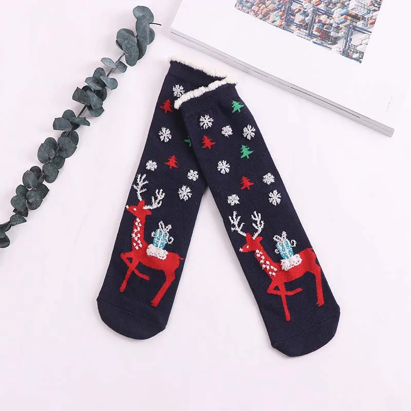 Женские носки в Корейском стиле с рисунком Санта Клауса Милу, оленя, креативные хлопковые носки в полоску, забавные красные носки Harajuku Sokken - Цвет: 6