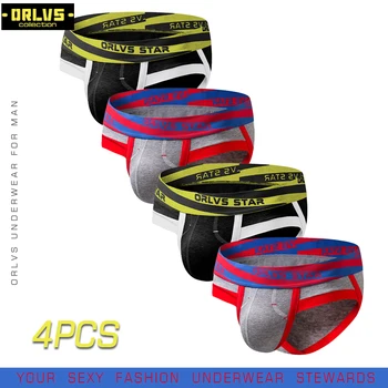 

ORLVS 4PC/LOT Brand Comfortable Underpants Men Briefs Male Underwear Cotton Quick Dry Breathable Men Briefs Cueca Male Panties