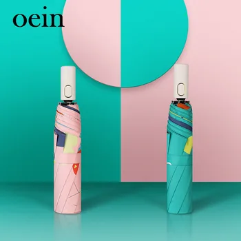 

High Quality Titanium Silver Coating Folding Umbrella Rain Women Kid's Cartoon Automatic Umbrellas 3 Folding Sun Umbrella Clear