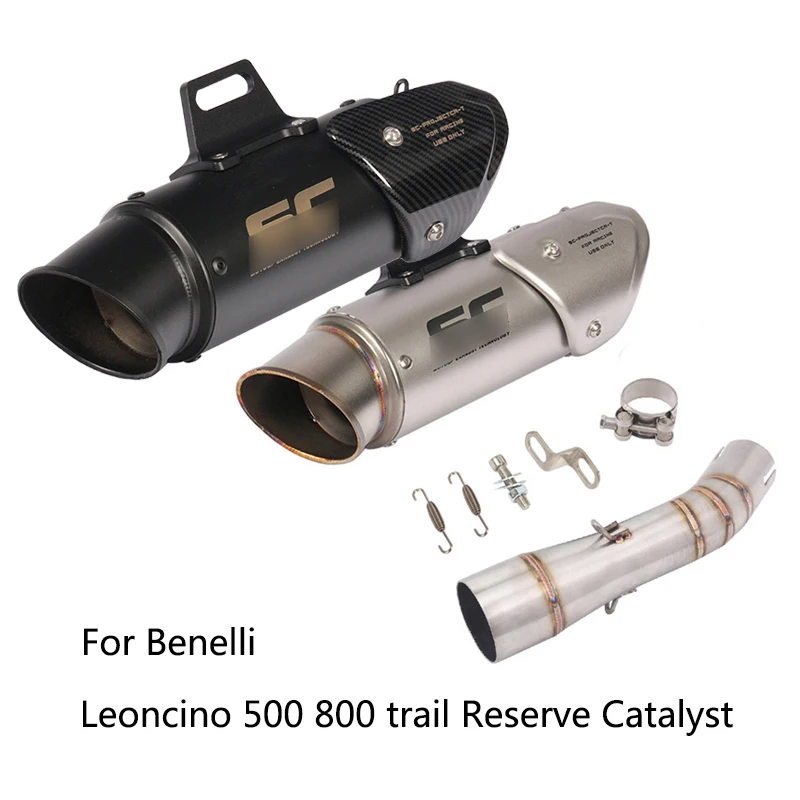 

Exhaust Set for Benelli Leoncino 500 800 trail Motorcycle Mid Link Pipe Slip On 51 mm Exhaust Tail Pipe No DB Killer Escape