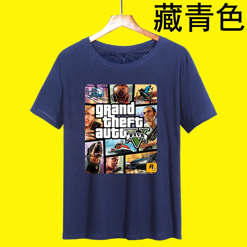 Grand Theft Auto 5 Футболка Мужская Уличная Длинная с GTA 5 Футболка мужская и женская футболка s летние топы с коротким рукавом футболки GTA5 - Цвет: Темно-серый