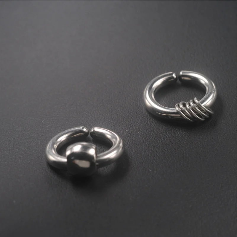 Ear Clip Earrings 1 piece Stainless Steel Ear Clip Earrings Men/Women Small Circle Bead Pendant No Pierced Fake Ear Circle Gothic Earrings