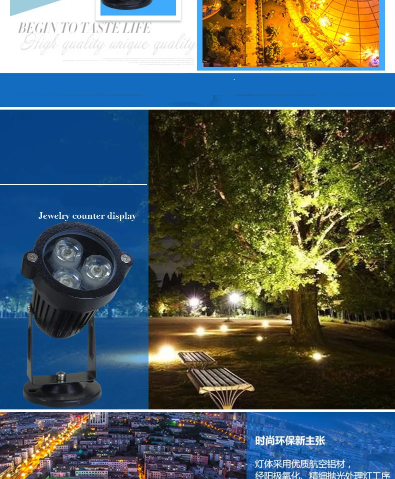 20 шт./лот Светодиодный Прожектор газон уличный свет AC110-240V 5 Вт лампы IP65 Водонепроницаемый Пейзаж Открытый свет садовый путь светильник для водоемов