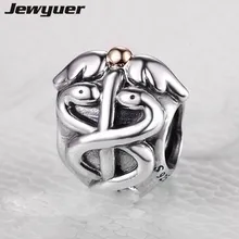 Спасательные амулеты Caduceus из стерлингового серебра 925 пробы, золотые амулеты, подходят для браслетов из бисера diy для женщин Memnon, GD001