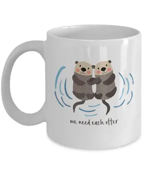 

Sea Otter Couple Holding Hands Coffee Mug, 11 oz - Unique Gifts