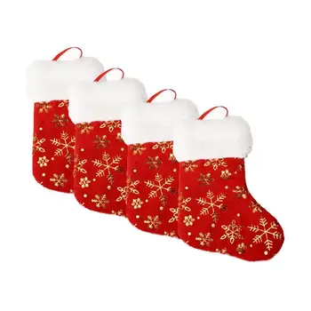 

12pcs 7inch Christmas Stockings Candy Gift Bag Snowflake Socks Hanging Xmas Tree 67JB