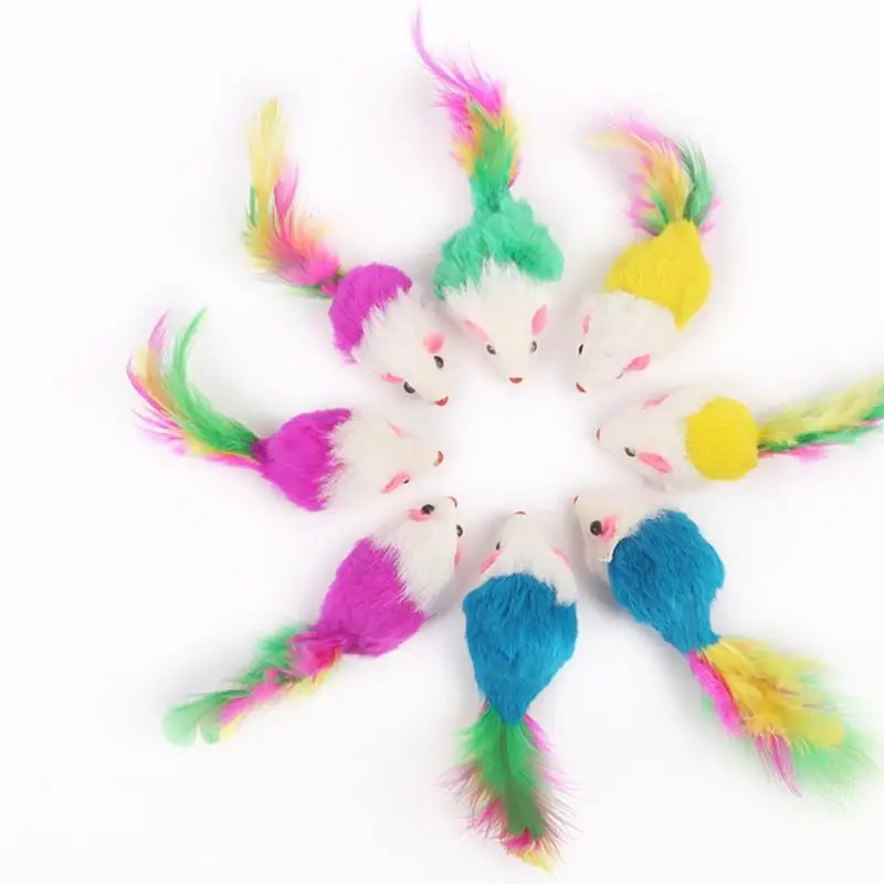 1Pc Cat Interactive Toy Stick Feather Wand With Small Bell Mouse Cage Toys Plastic Artificial Colorful Cat Teaser Toy Supplies