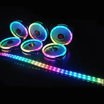 

RGB PC Fan 12V 6 Pin 12cm Cooling Cooler Fan with Controller for Computer Silent Gaming Case VDX99