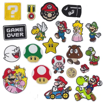 

1PCS Hot Selling Super Mario Patch Game Character Embroidery Iron On Clothes For DIY Accessories Sewing Supplies Applique