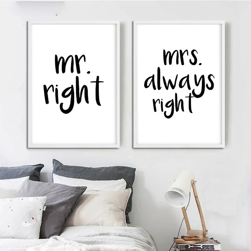 Funny Quotes Mr Mrs Couple Fashion Wall Art Poster Print Canvas Painting  Decorative Picture Modern Home Room Decoration - AliExpress