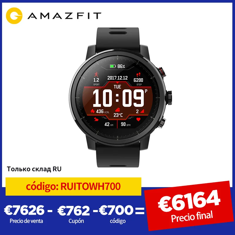 Original Amazfit Stratos Smartwatch Smart Watch Bluetooth GPS Calorie Count 50M Waterproof for Android iOS Phone
