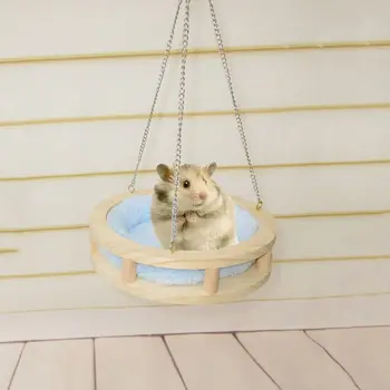 

Wooden Hammock Round Bed Cage Small Pet Hanging Nest Bite Molar Toys Warm House Snuggle Hut for Squirrel Hamster Sleeping