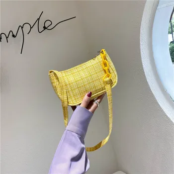 

Summer small bag Western style female bag 2020 popular new trendy fashion single shoulder plaid bag ins handbag handbag