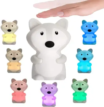 

Fox LED night light remote control touch sensor 9 colors USB rechargeable bedroom Lamp baby toy light Christmas gift Silicone ma