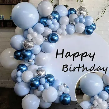 

104pcs Blue Silver Macaron Balloon Garland Arch Event Party Foil Balons Weding Baby Shower Birthday Party Decor Kids Adult