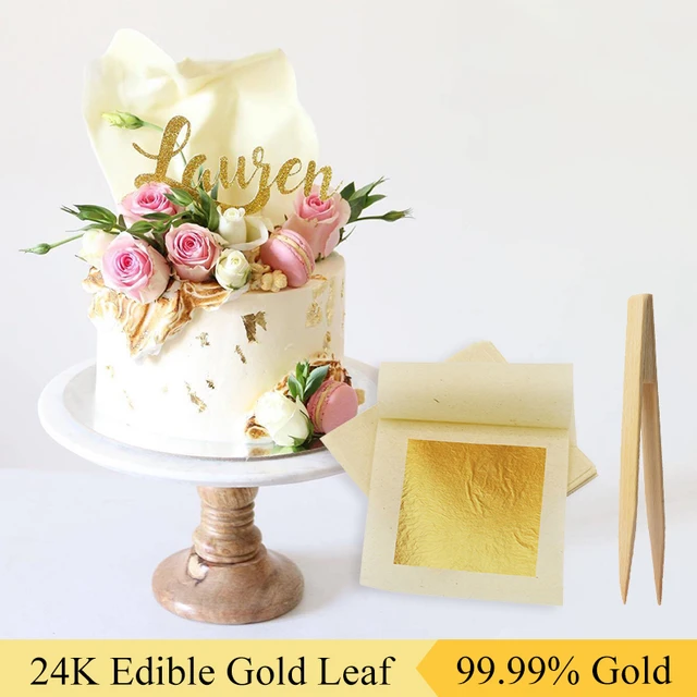 24k Edible Gold Leaf Real Gold Foil 100PCS 9.33x9.33cm for Edible Cake  Decoration Facial Arts Craft Pape gold foil steak
