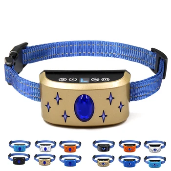 

Pet dog anti bark collar beep vibration shock collar with flash 7 level sensitivity rechargeable training collar anti barking