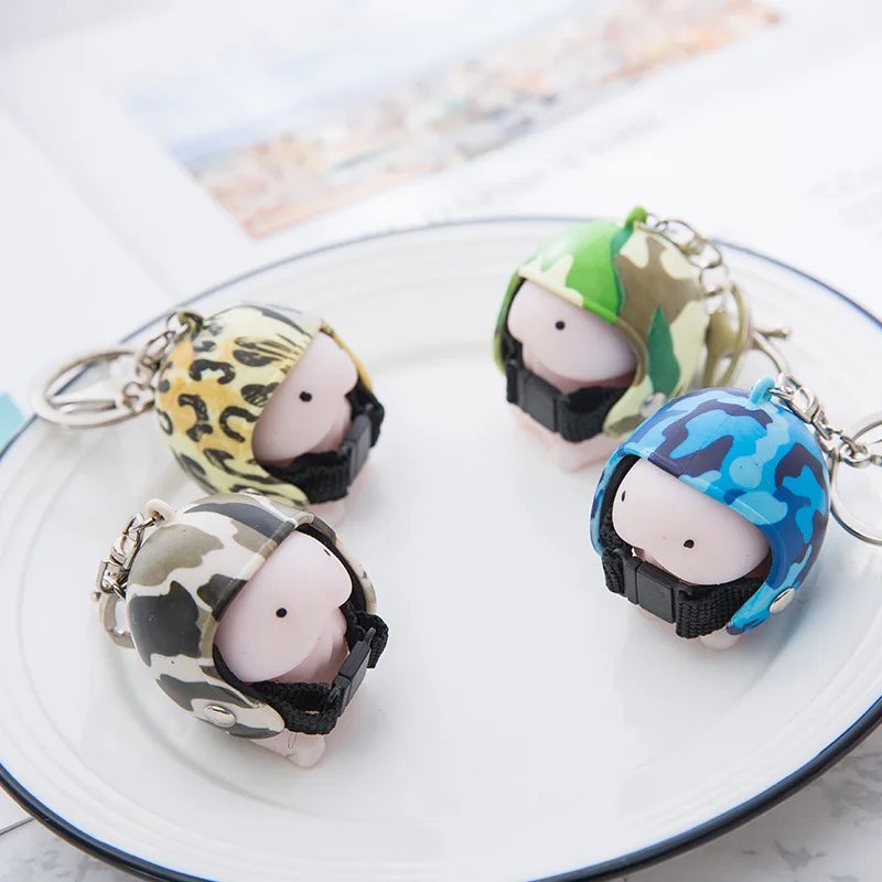 

Funny Creative Cartoon Helmet Keychain Squishy Toy Stress Relief Toys Women Bag Pendant Key Ring