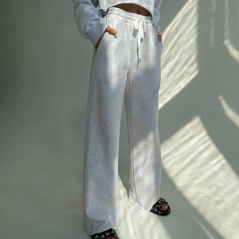 InstaHot sweatpants women harajuku loose full pants drawstring soft cotton autumn wide led elastic waist 2020 leisure trousers 2