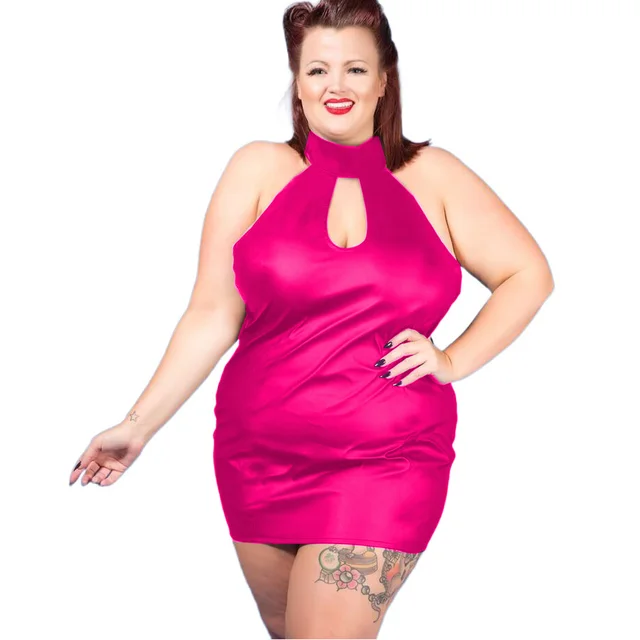 Patent Leather Fashion Nightclub Dress 