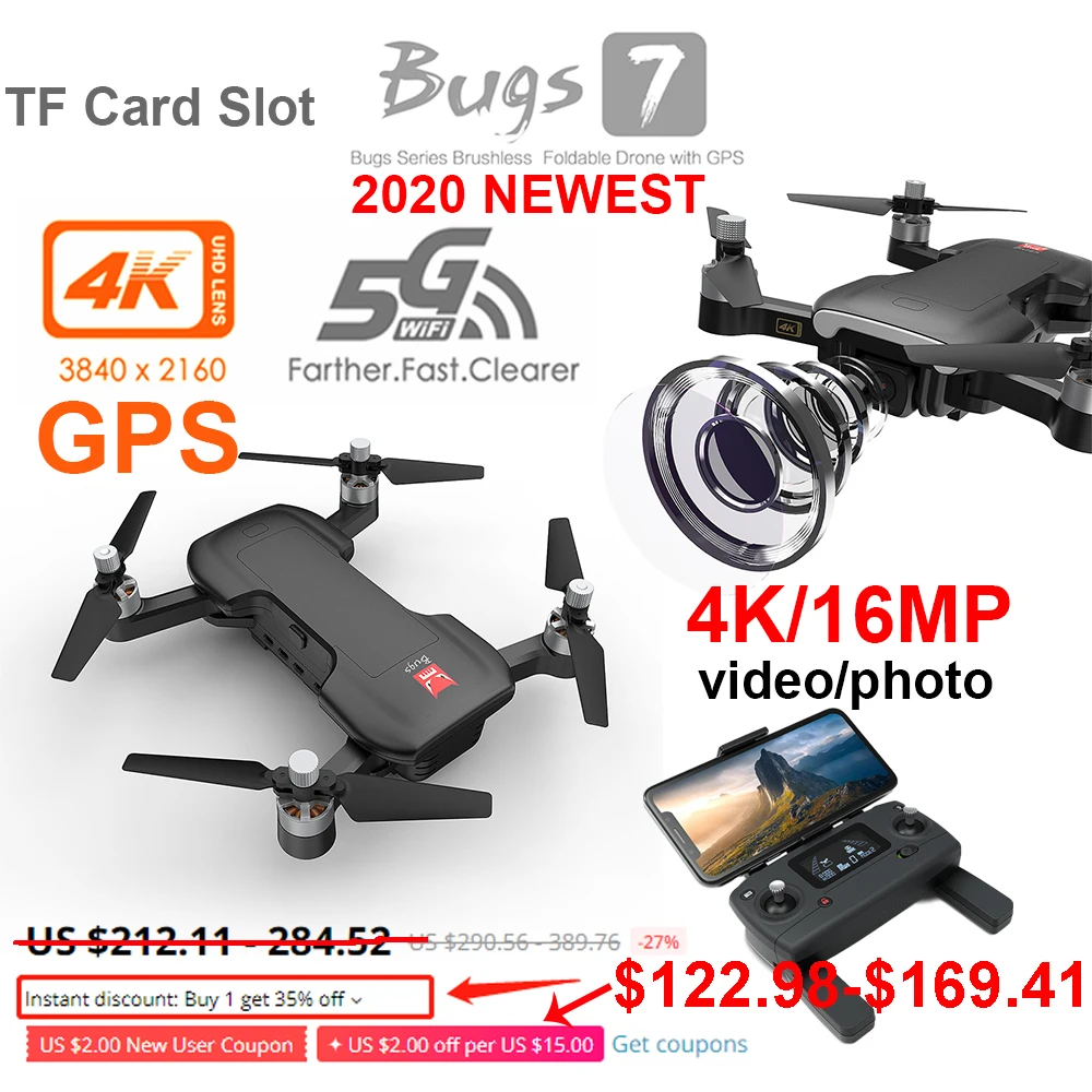 

GPS Drone quadcopter 4K video camera rc quadrocopter gps 5G wifi FPV dron Professiona mjx B7 VS B5W, B4W, SG907