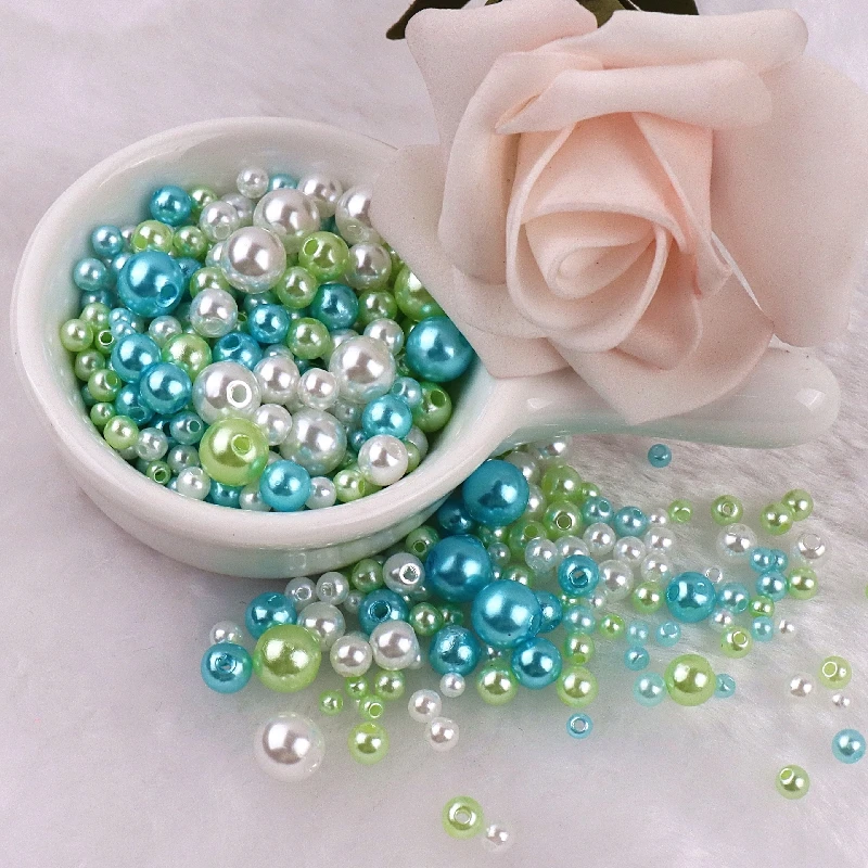 150-200Pcs Colorful ABS Imitation Pearls Mix 3-8mm Round Beads With Holes DIY Bracelet Charms Necklace Beads For Jewelry Making