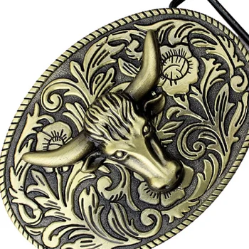 

Novelty Longhorn Belt Buckle Arabesque Floral Buckle Indian Cowboy Bronze